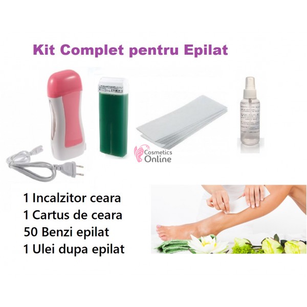 Kit complet pentru epilat cu ceara verde cu Clorofila 100ml